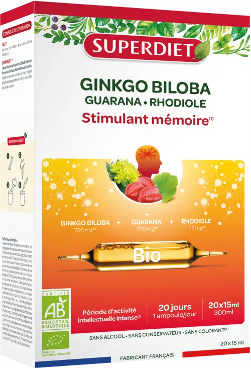 Ginkgo Boost BIO · Superdiet · 20 ampollas