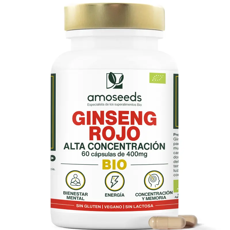 Ginseng Rojo Bio, Alta Concentración | 60 Cápsulas