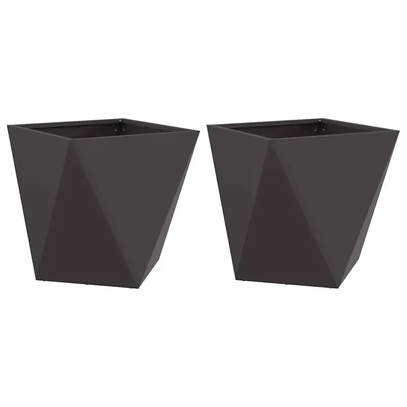 Jardinera 2 Uds. Negro 40 X 40 X 40 Cm Acero
