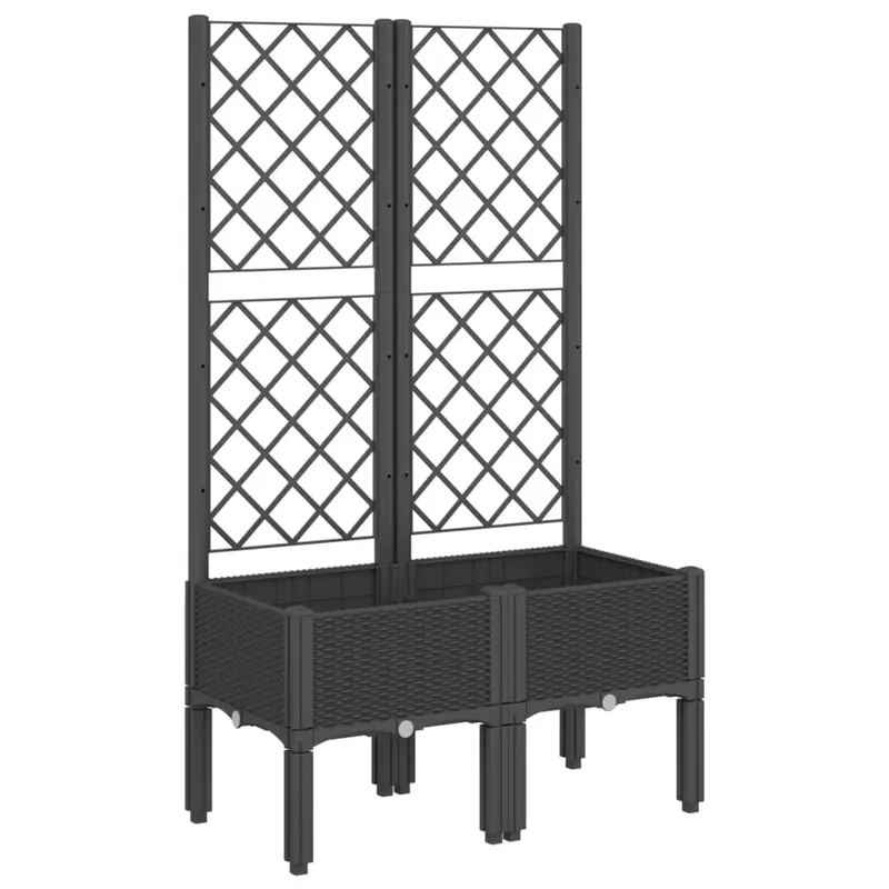 Jardinera Con Enrejado Pp Negro 80x40x142 Cm