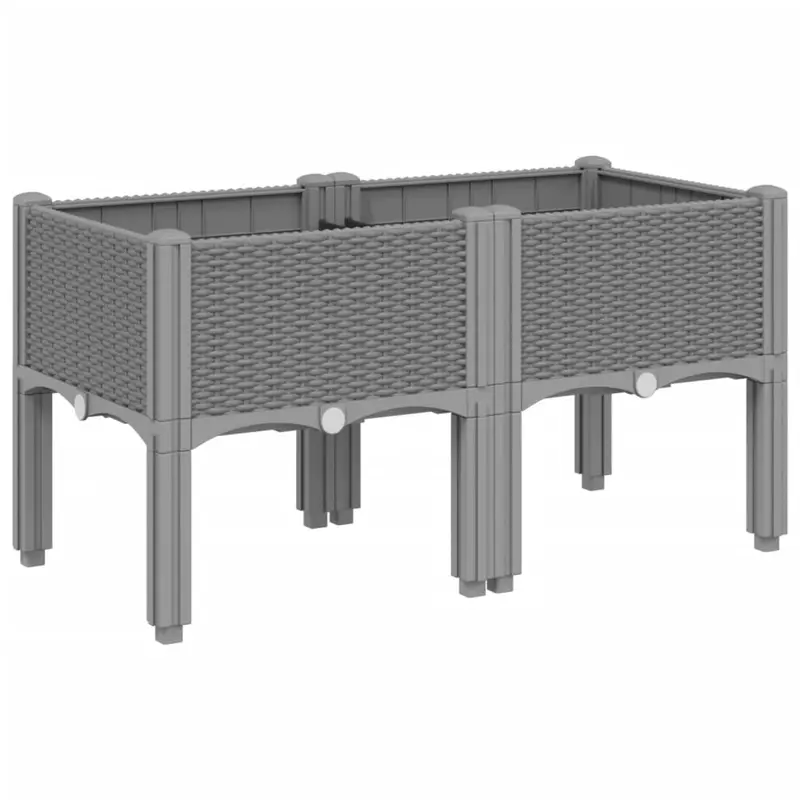 Jardinera Con Patas Pp Gris Claro 80x40x42 Cm
