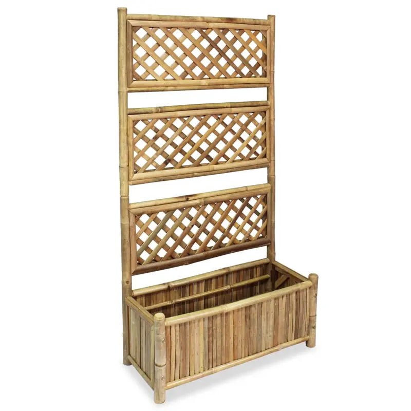 Jardinera De Jardín Con Enrejado Bambú 70 Cm