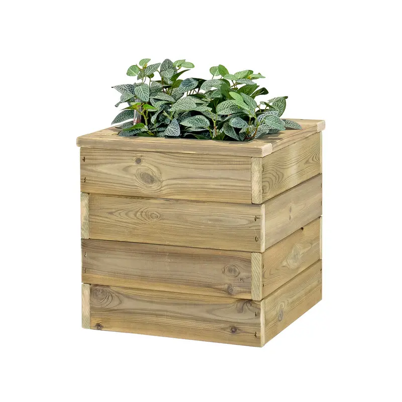 Jardinera De Madera Con Autorriego 40x40x40 Cm Nidum Basic Hortalia