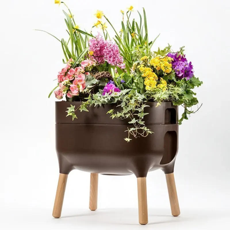 Jardinera Elevada Urbalive Low Marrón Con Auto-riego