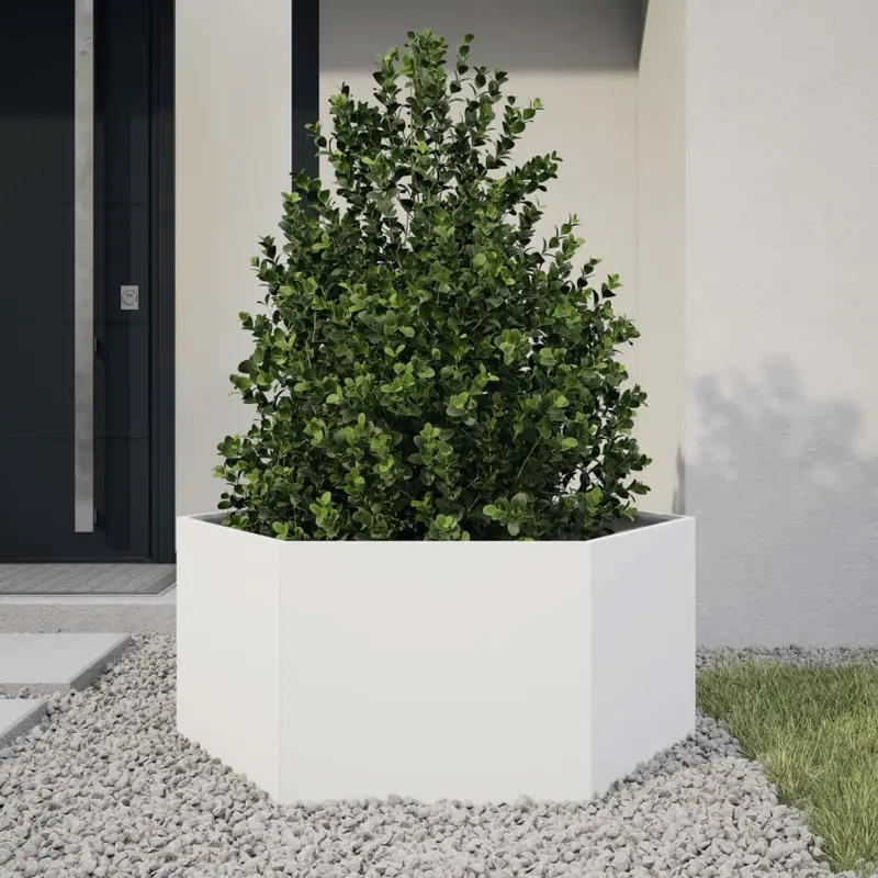 Jardinera Hexagonal De Acero Blanco 104x90x45 Cm