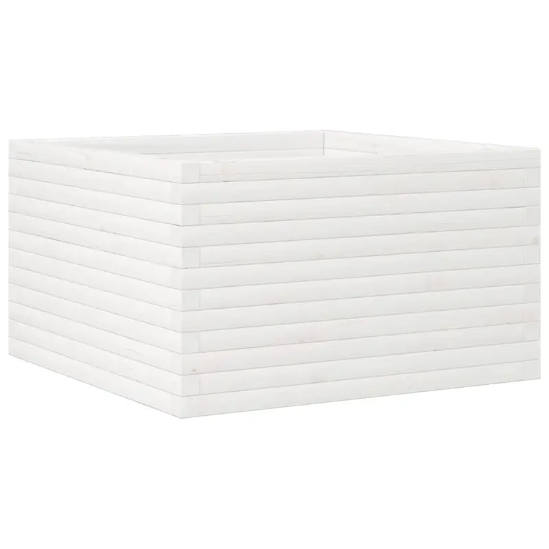 Jardinera Madera Maciza De Pino Blanco 80x80x45,5 Cm