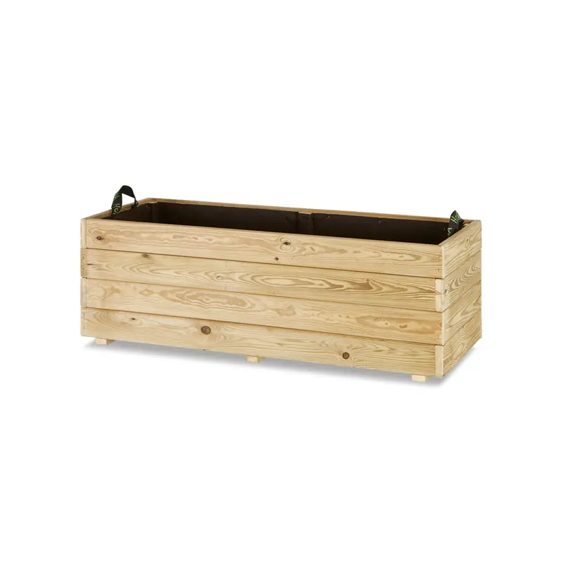 Jardinera Rectangular De Madera Tratada 110x45x40 Cm Ghio Hortalia