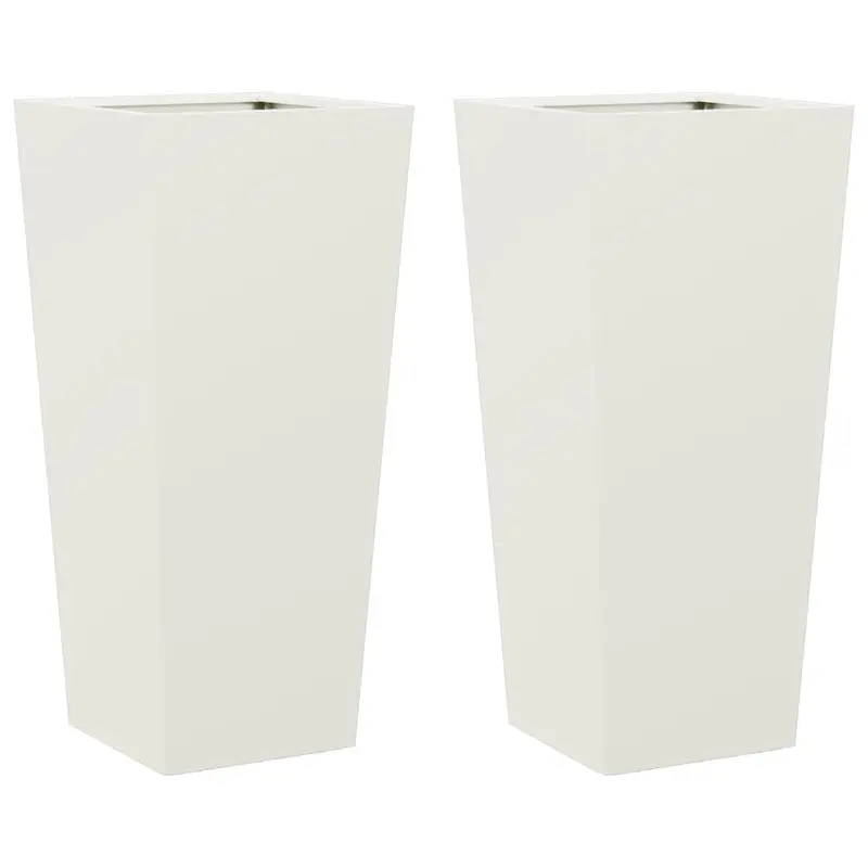 Jardineras 2 Uds Acero Blanco 35x35x75 Cm