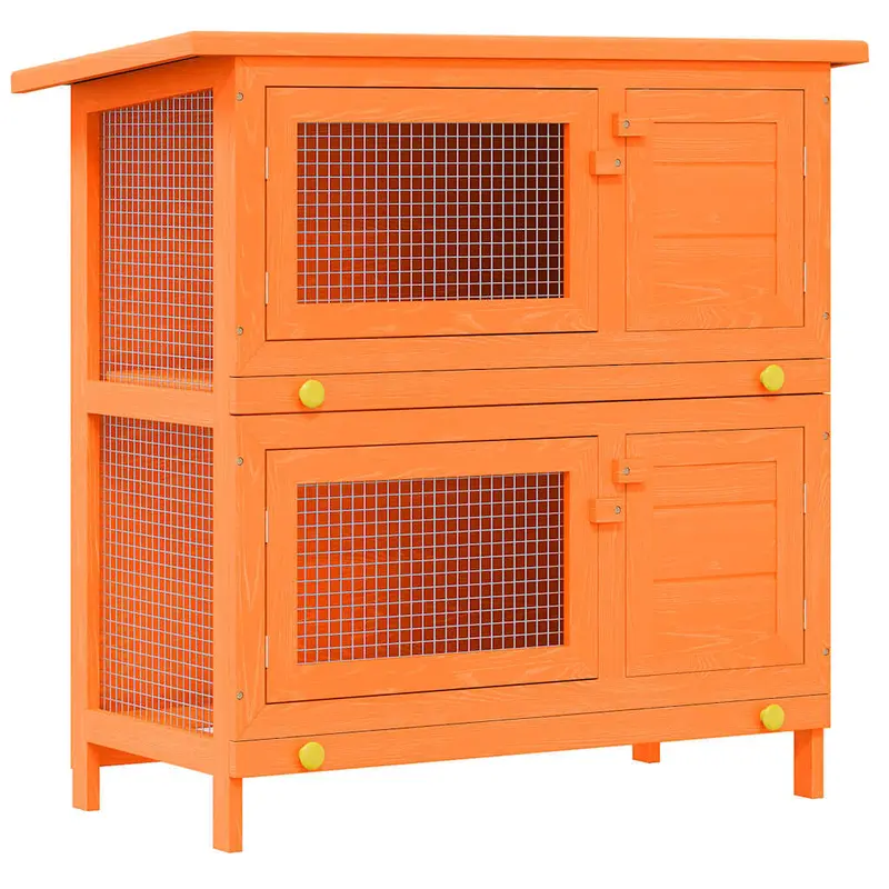 Jaula De Madera Para Conejos Pequeños De Exterior Con 4 Puertas