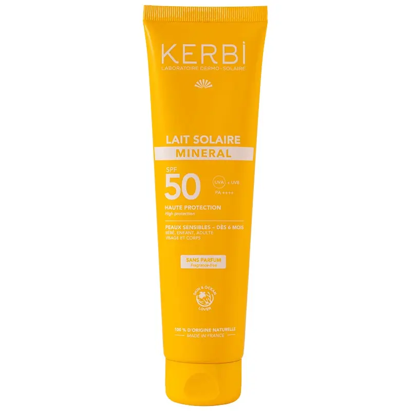 Leche Solar Mineral SPF50 Sin Perfume · Kerbi · 150 ml