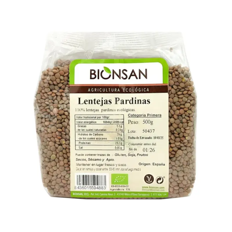 Lentejas Pardinas Ecológicas 500g