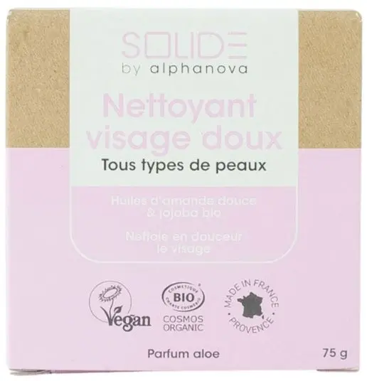 Limpiador Facial Sólido Suave · Alphanova · 75 gramos