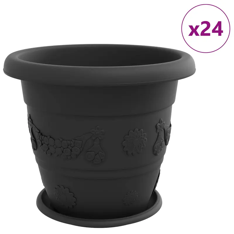Macetas 24 Uds. Negro Ø 39 X 32 Cm Plástico