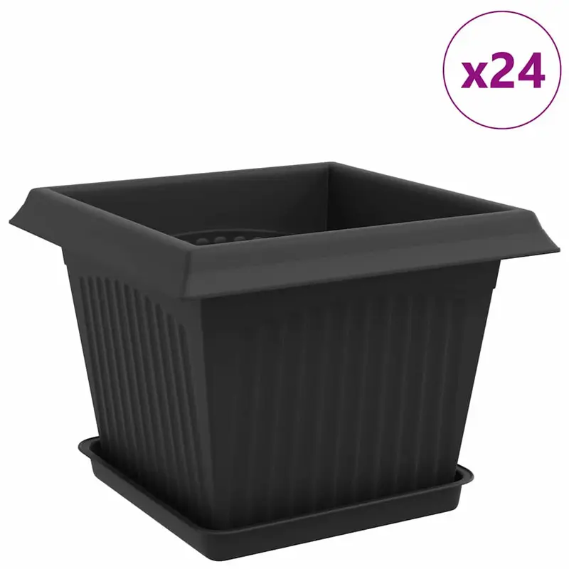 Macetas 24 Uds. Negro Plástico