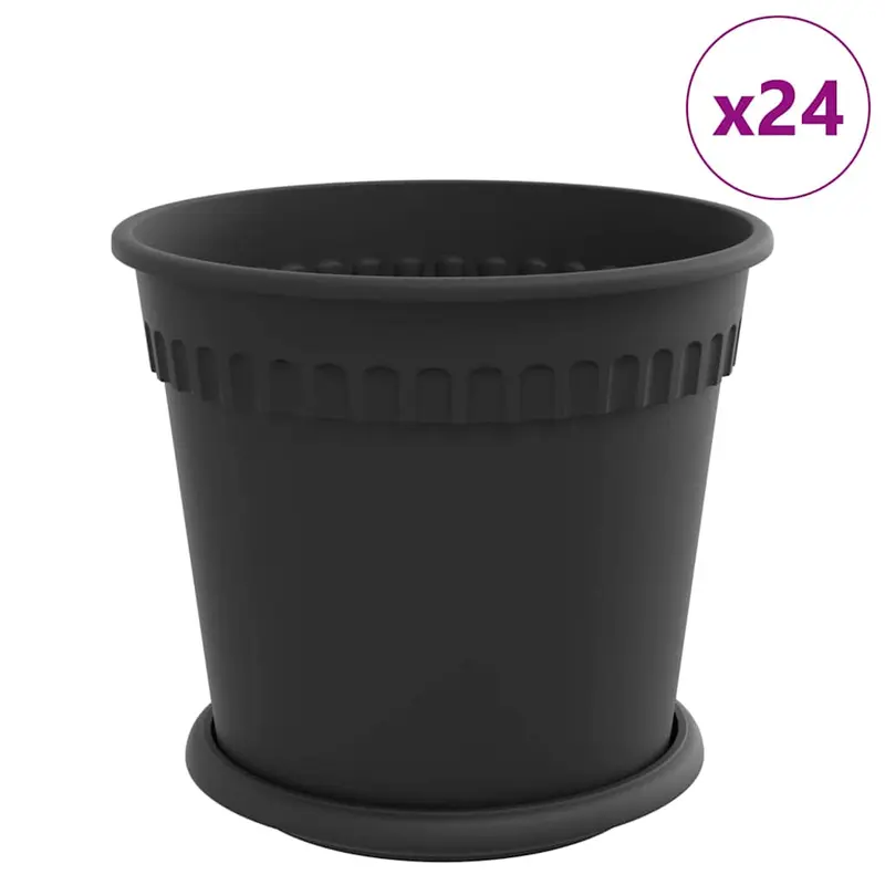 Macetas 24 Uds. Negro Plástico