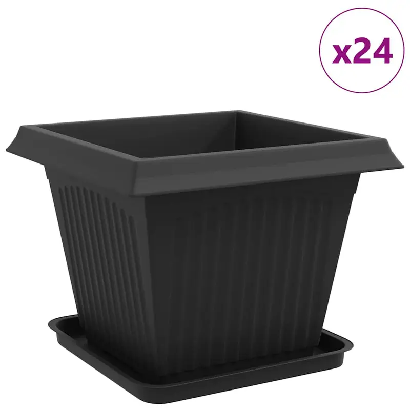 Macetas 24 Uds. Negro Plástico