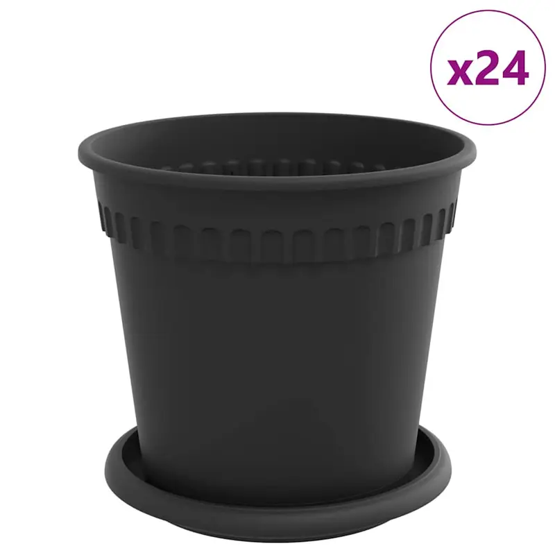 Macetas 24 Uds. Negro Plástico