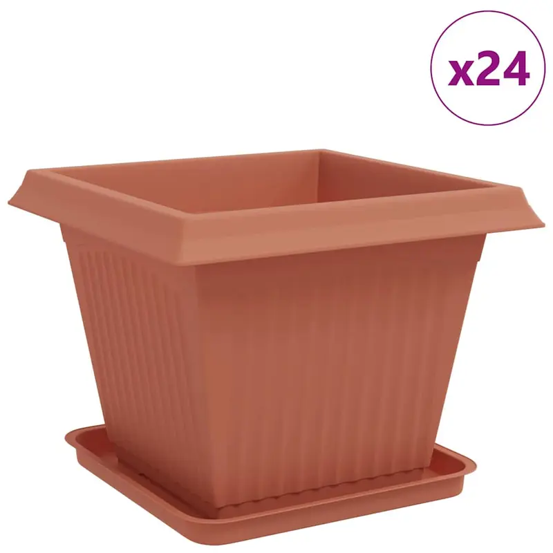Macetas 24 Uds. Rojo Ladrillo Plástico
