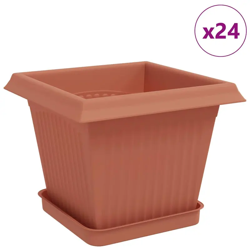 Macetas 24 Uds. Rojo Ladrillo Plástico