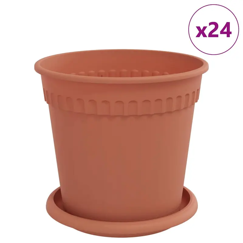 Macetas 24 Uds. Rojo Ladrillo Plástico