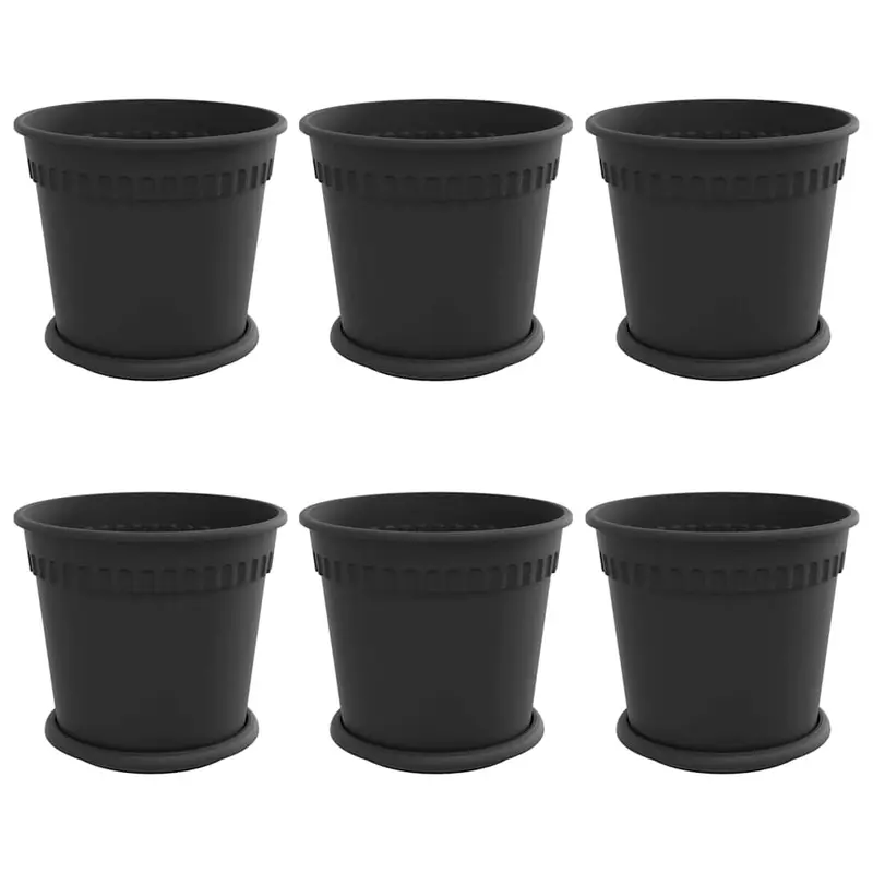Macetas 6 Uds. Negro Plástico