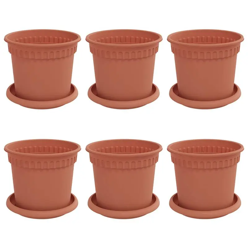 Macetas 6 Uds. Rojo Ladrillo Plástico