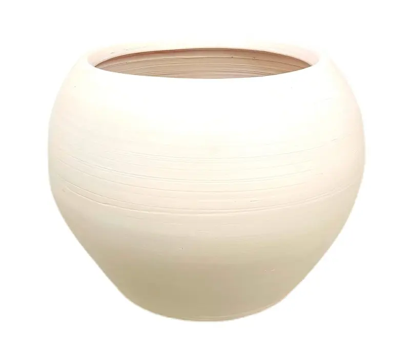 Macetero De Cerámica Esfera Blanco 35cm