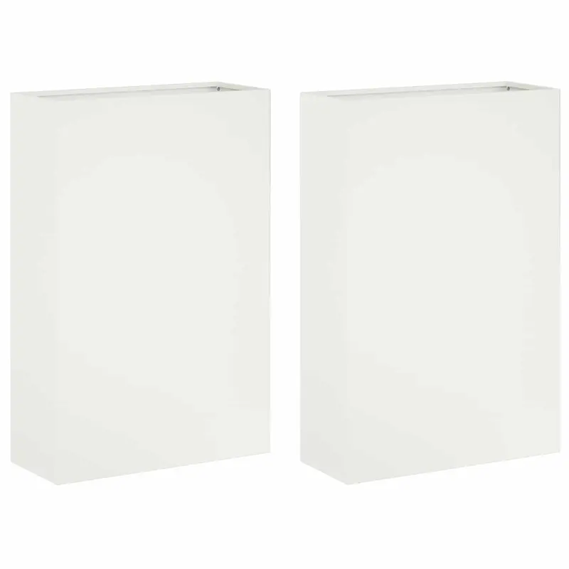Macetero De Jardín 2 Uds. Blanco 50 X 20 X 75 Cm
