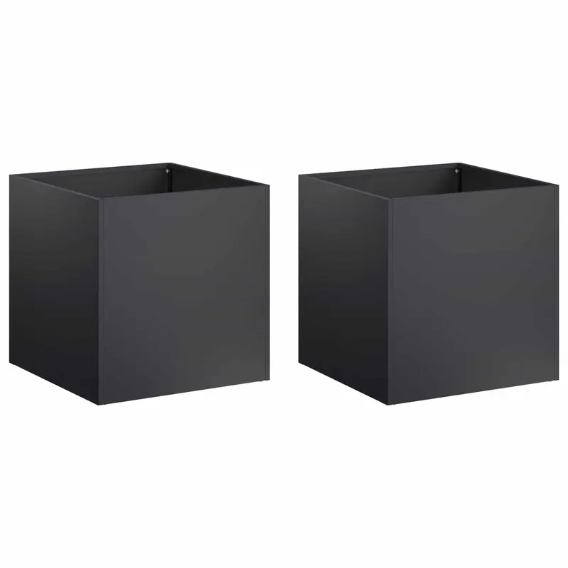 Macetero De Jardín 2 Uds. Negro 20 X 20 X 20 Cm