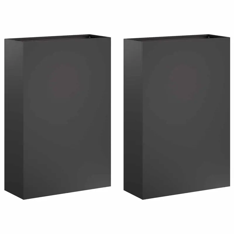 Macetero De Jardín 2 Uds. Negro 50 X 20 X 75 Cm