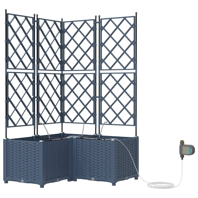 Macetero De Jardín 3 Uds. Gris 80 X 80 X 142 Cm Pp