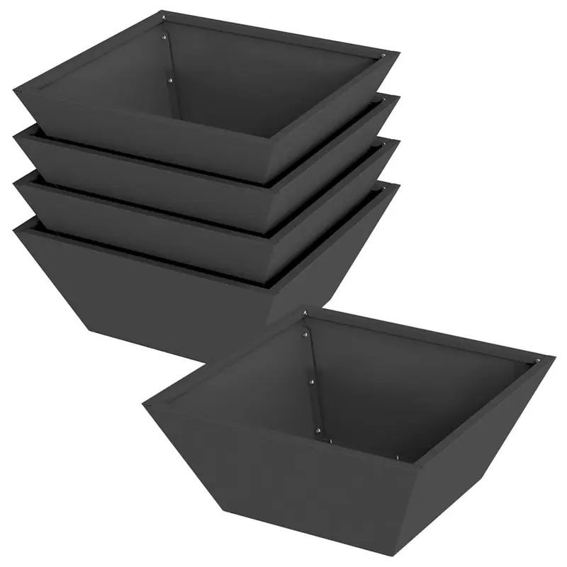Macetero De Jardín 5 Uds. Negro 40 X 40 X 15 Cm
