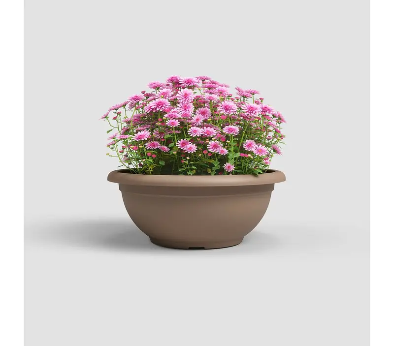 Macetero Taupe Plástico Reciclado Venezia 40 Cm
