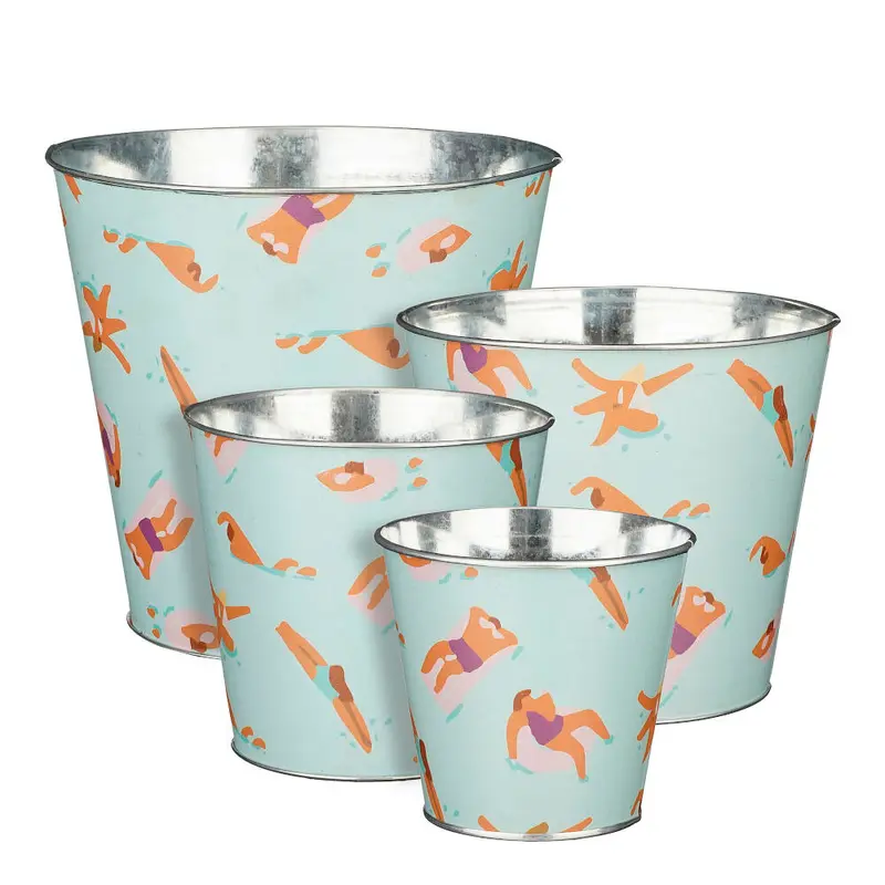 Macetero Zinc Azul Piscina 18cm