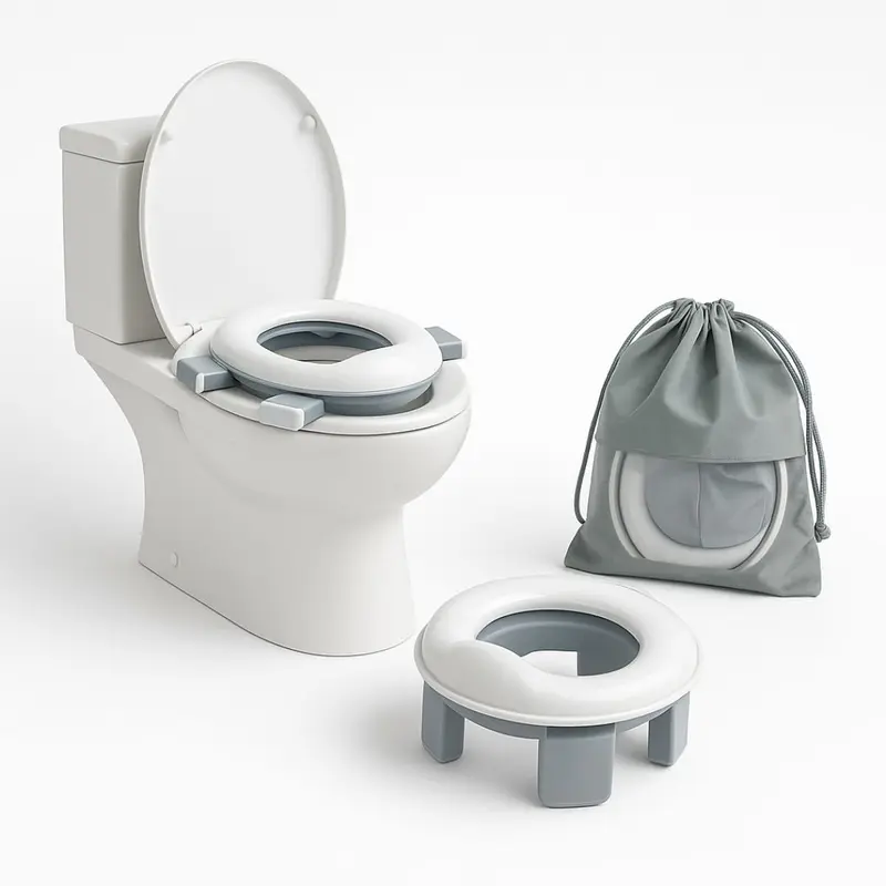 Orinal Infantil Multifunción Plegable, Color Gris Y Blanco Bathby