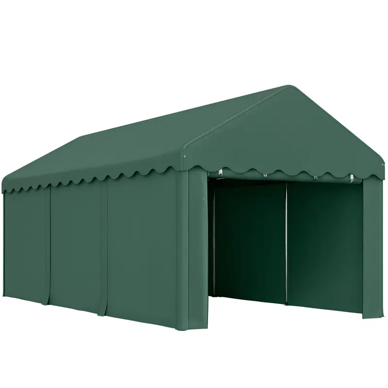 Outsunny Carpa Garaje 6x3 M Con Paredes Laterales Desmontables Verde