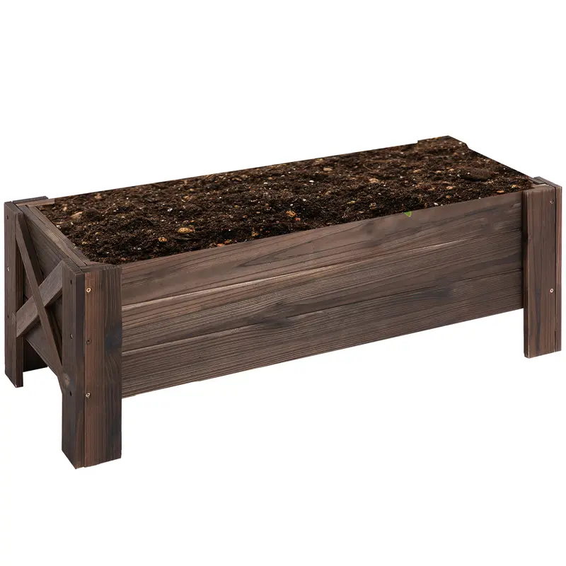 Outsunny Jardinera De Madera Arriate Rectangular Para Flores Y Plantas