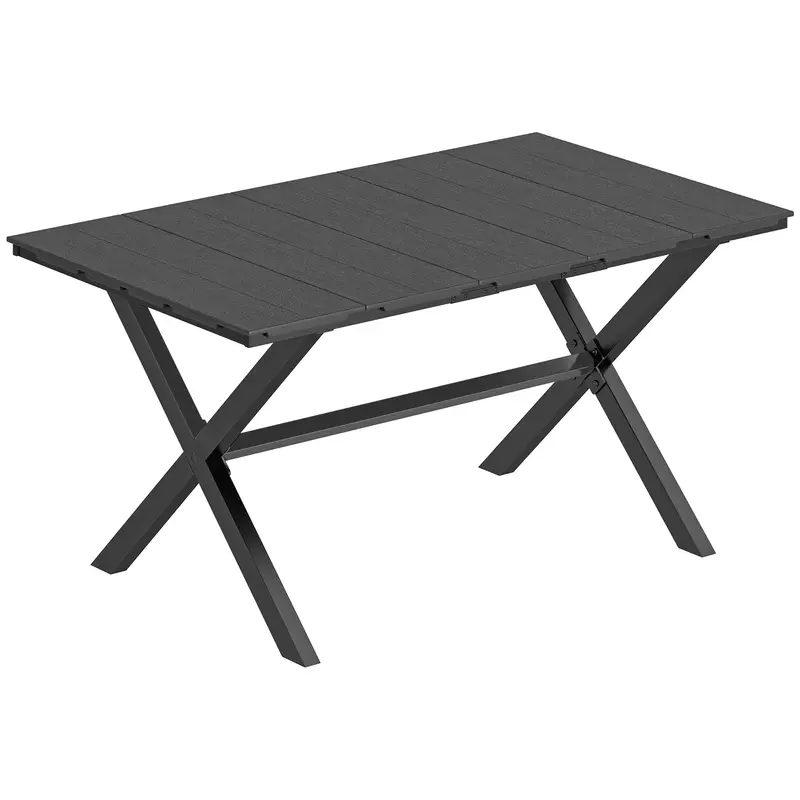 Outsunny Mesa De Comedor De Jardín Rectangular Con Encimera De Hdpe Negro