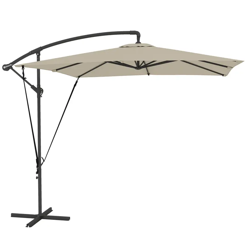 Outsunny Parasol Excéntrico 247x247 Cm Con Base Cruzada Manivela Caqui