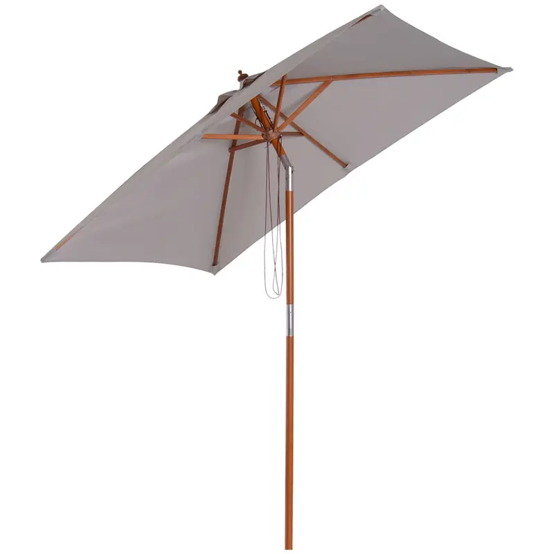 Outsunny Sombrilla De Jardín Rectangular 200x150x235 Cm Anti-uv Gris