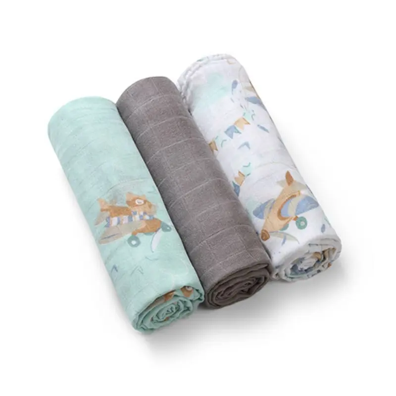 Pack 3 Muselinas Bambú Organico 70x70 Cm Plane