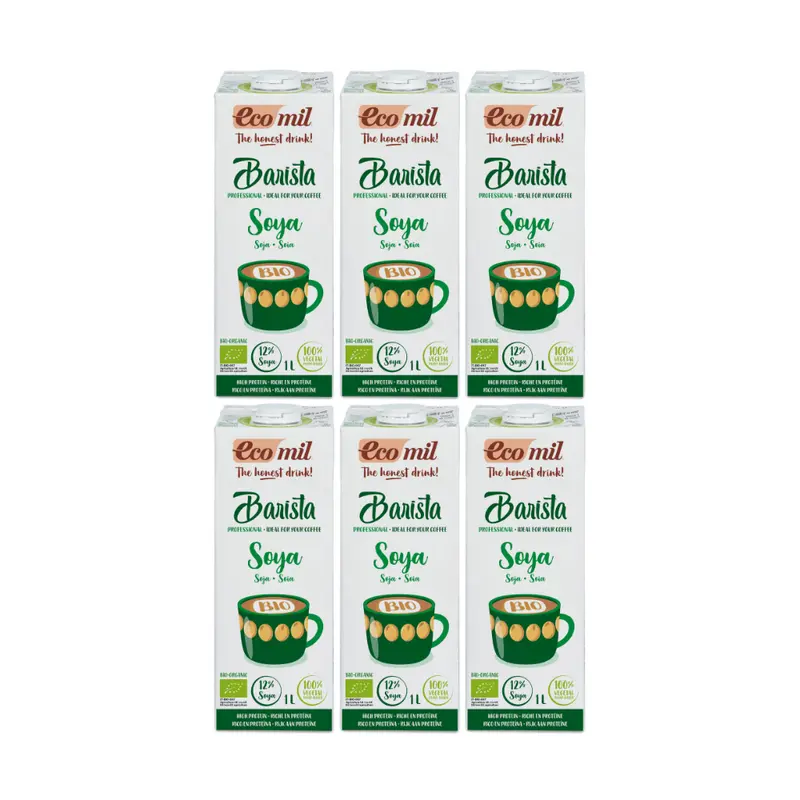 Pack 6x Bebida Soja Barista Low Sugar Bio 1 L Ecomil