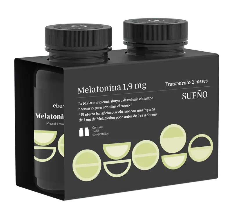 Pack Sueño - Melatonina 1,9 mg · Ebers · 2x30 comprimidos