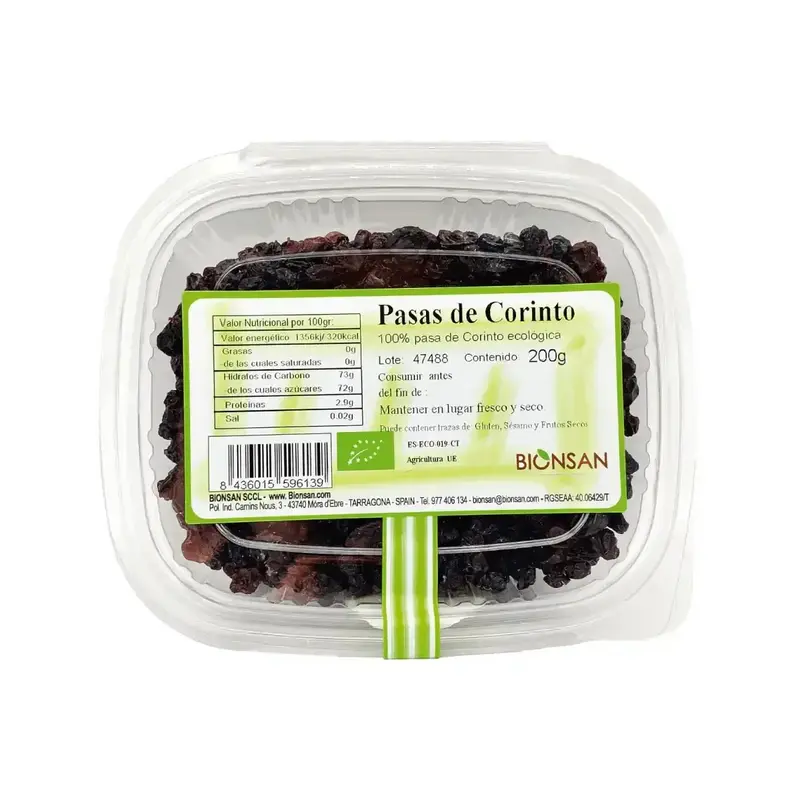 Pasas de Corinto Ecológicas 200gr