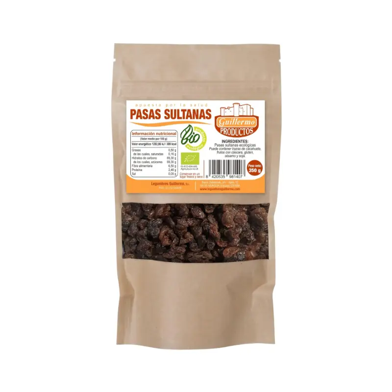 Pasas Sultanas Bio · Guillermo · 350 gramos