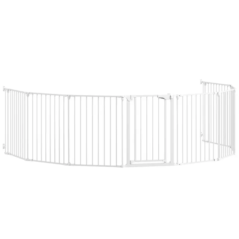 Pawhut Barrera Para Perros Plegable Puerta Con Cierre Doble Blanco