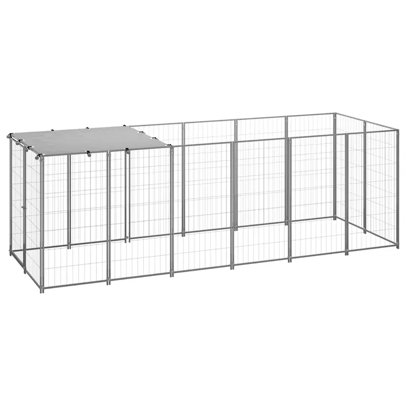 Perrera De Acero Plateado 330x110x110 Cm