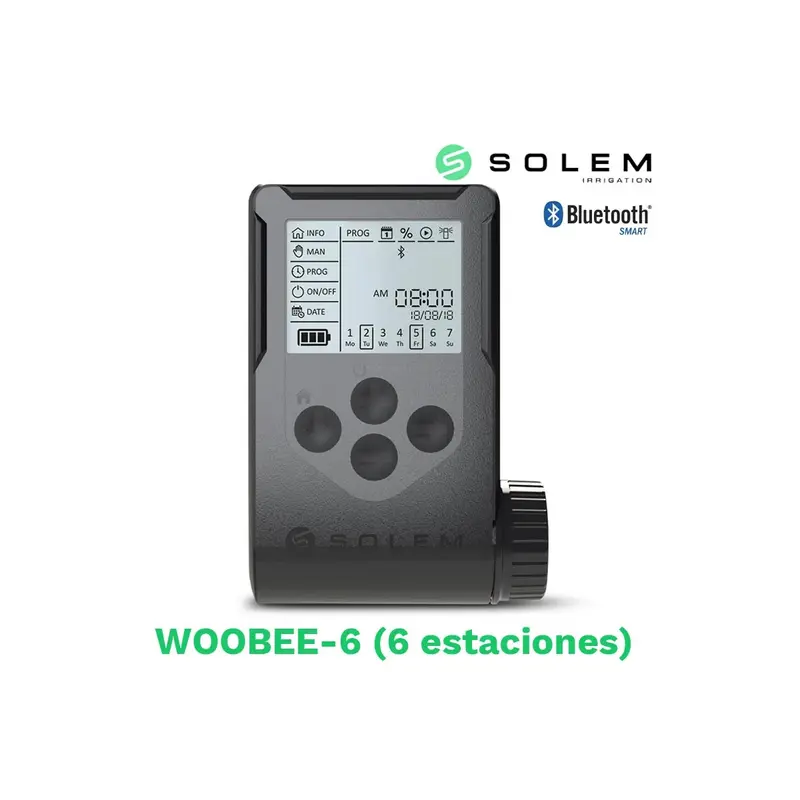 Programador Solem Woobee 6 Estaciones (batería/pantalla/bluetooth) - Control Práctico De Riego