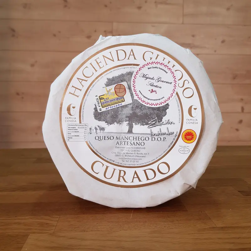 Queso artesano D.O. Manchego - Leche cruda - Curado 10 meses en cueva