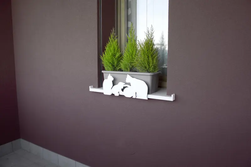Soporte Jardinera Vasosicuro Gatos Blanco